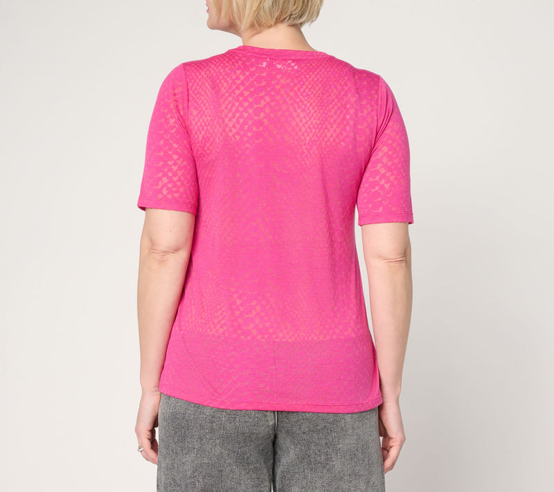 LOGO Layers by Lori Goldstein Elbow Sleeve Burnout Top — View 3