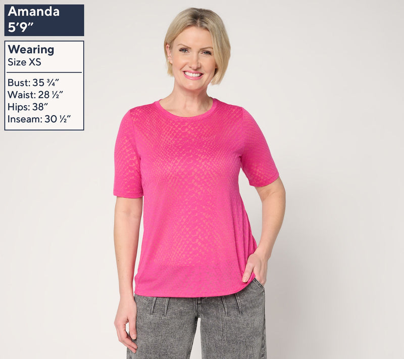 LOGO Layers by Lori Goldstein Elbow Sleeve Burnout Top — View 2