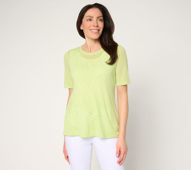 LOGO Layers by Lori Goldstein Elbow Sleeve Burnout Top — View 12