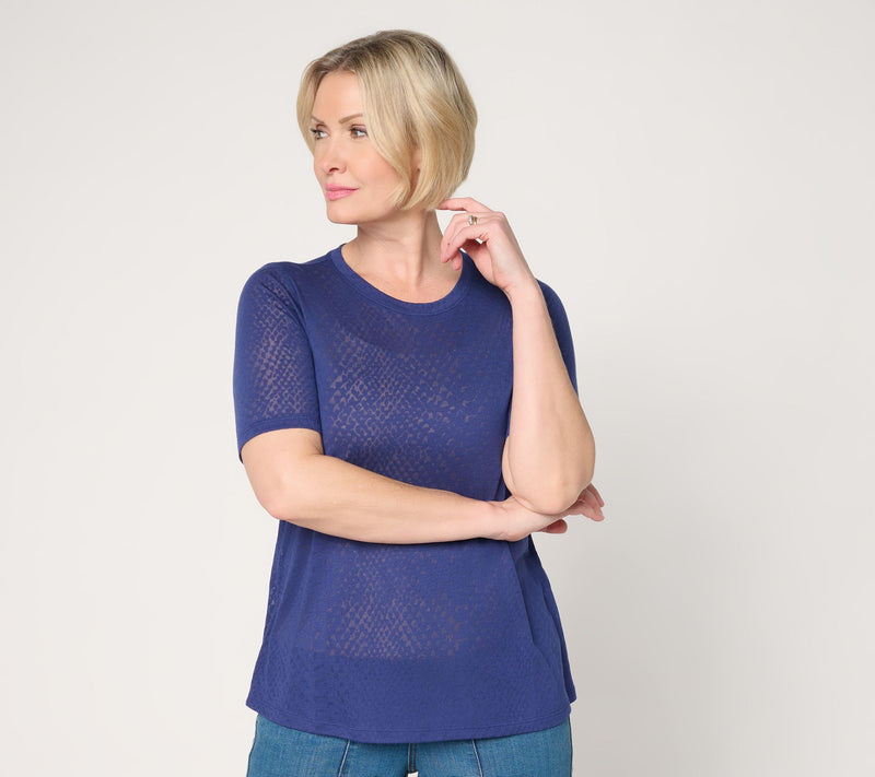 LOGO Layers by Lori Goldstein Elbow Sleeve Burnout Top — View 13