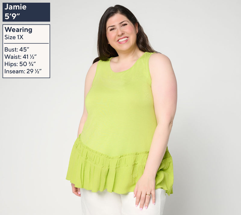 LOGO Layers by Lori Goldstein Mixed Media Tiered Hem Tank — View 2