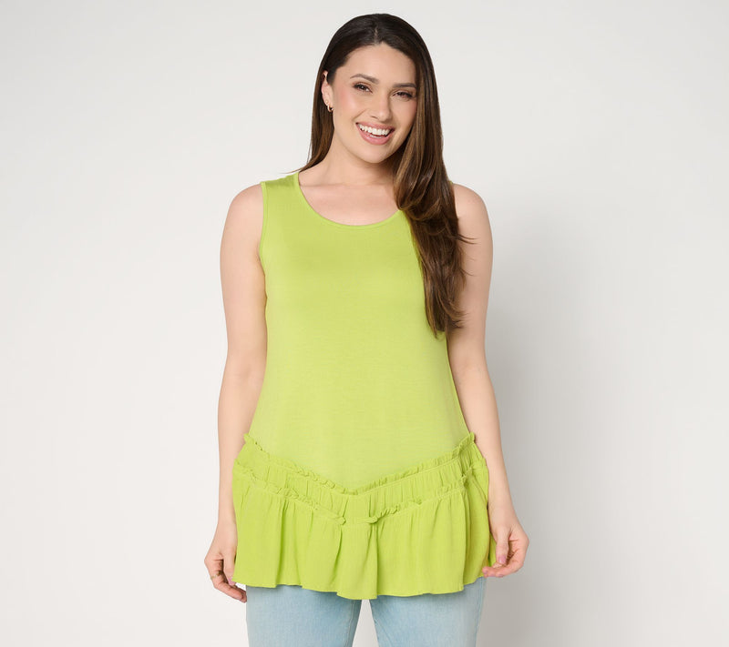 LOGO Layers by Lori Goldstein Mixed Media Tiered Hem Tank — View 13