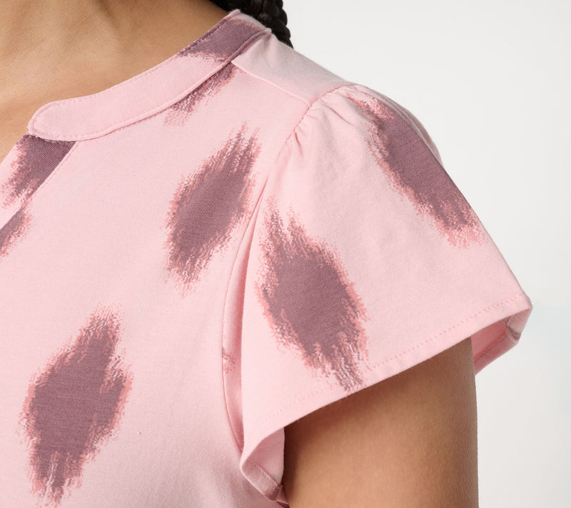 AnyBody Cozy Knit Jersey Printed Flutter Sleeve Top — View 6