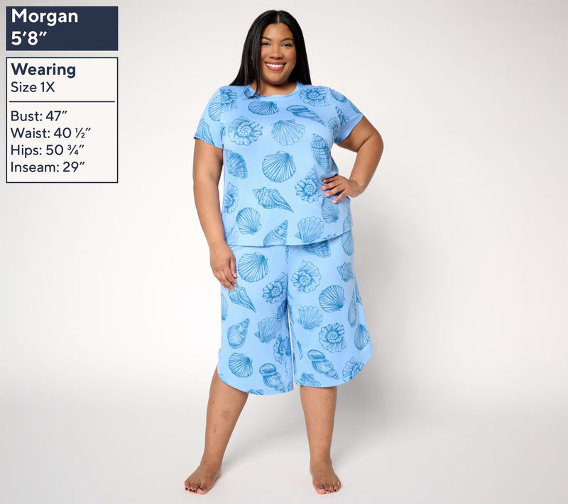AnyBody Regular Lush Jersey Printed Short Sleeve Sleep Set — View 2