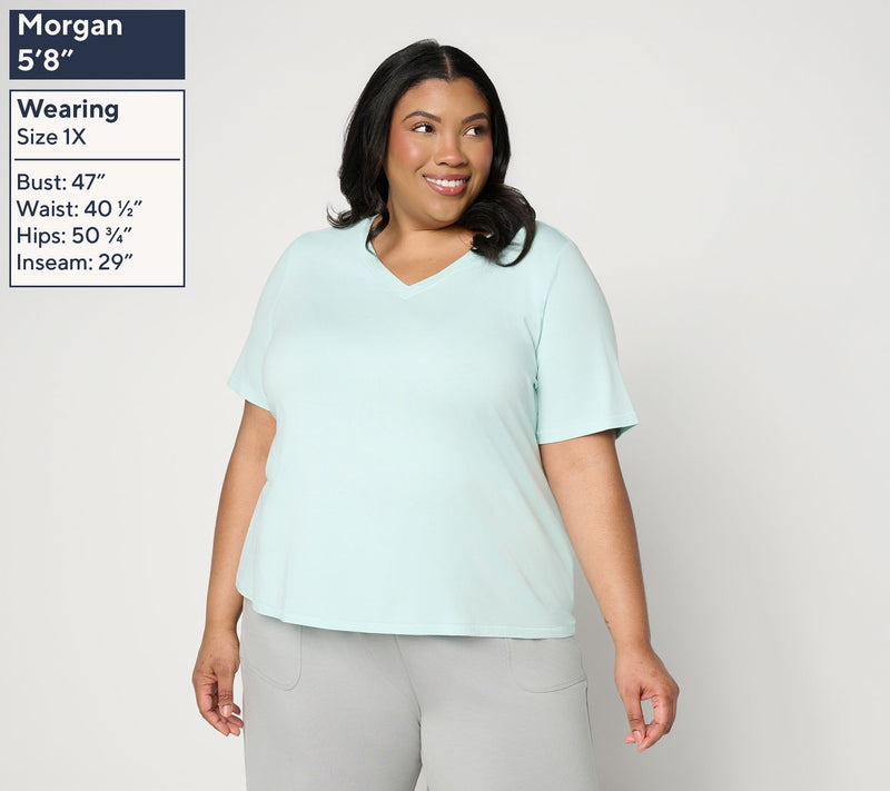 AnyBody Cozy Knit Jersey V-Neck Tee and Tank Set of 2 — View 2