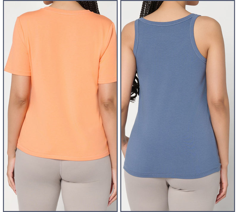 AnyBody Cozy Knit Jersey V-Neck Tee and Tank Set of 2 — View 4