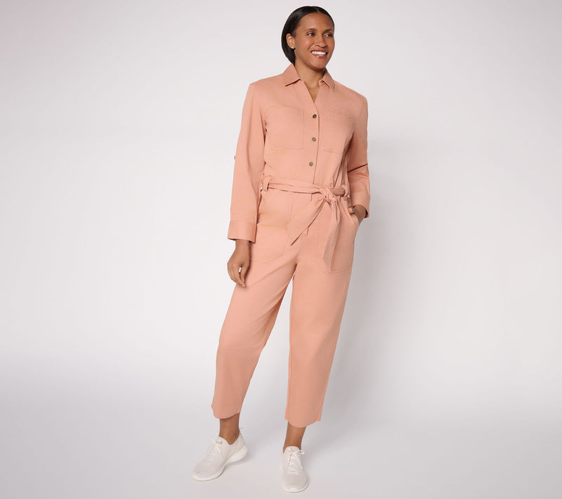 Martha Stewart Signature Regular Utility Jumpsuit with Self Tie Waist — View 12