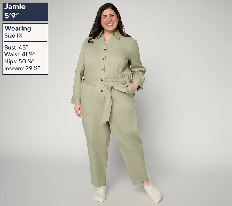Martha Stewart Signature Petite Utility Jumpsuit with Self Tie Waist — View 2
