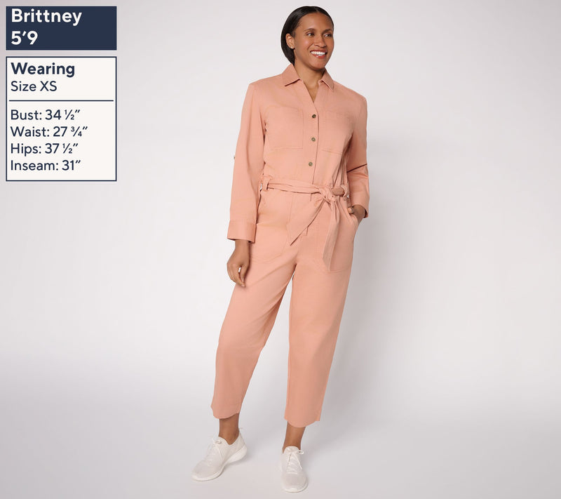 Martha Stewart Signature Petite Utility Jumpsuit with Self Tie Waist — View 3