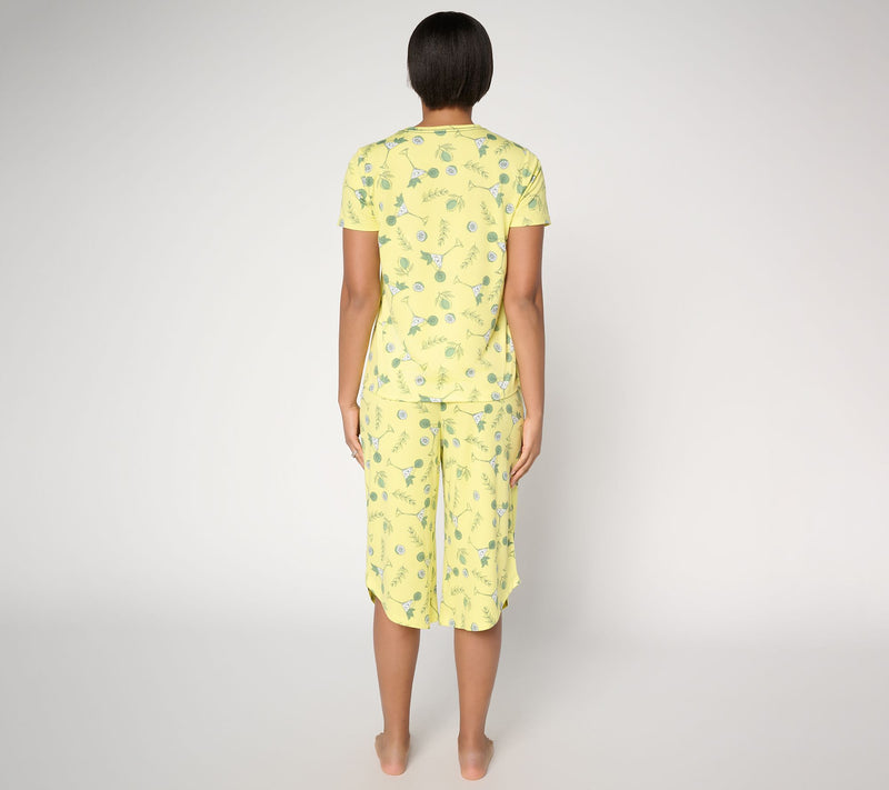 AnyBody Petite Lush Jersey Printed Short Sleeve Sleep Set — View 4