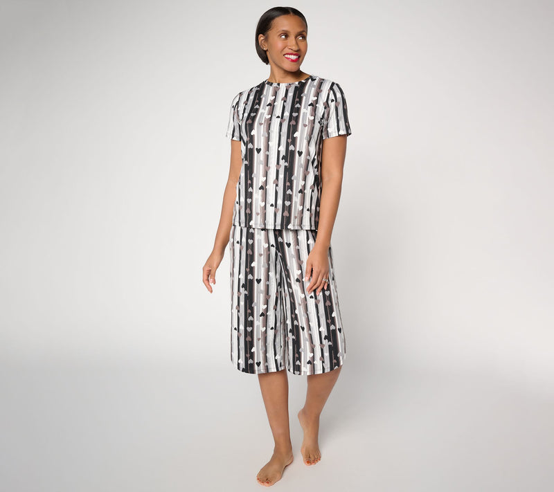 AnyBody Petite Lush Jersey Printed Short Sleeve Sleep Set — View 10