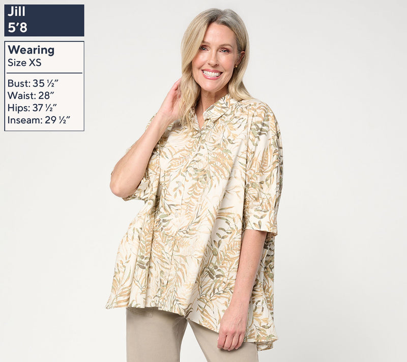 Martha Stewart Signature Oversized Button Front Shirt — View 9