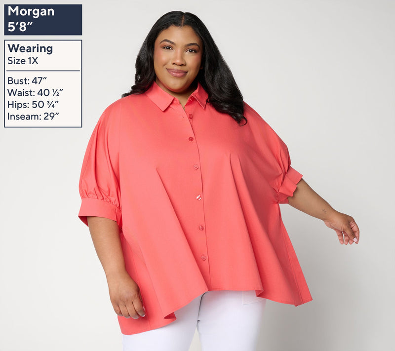 Martha Stewart Signature Oversized Button Front Shirt — View 8
