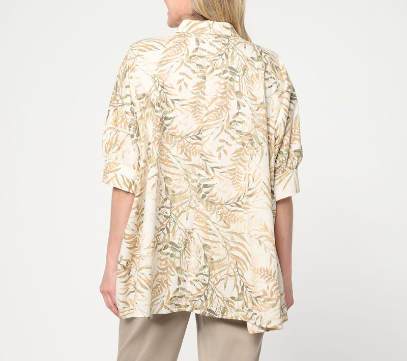 Martha Stewart Signature Oversized Button Front Shirt — View 10