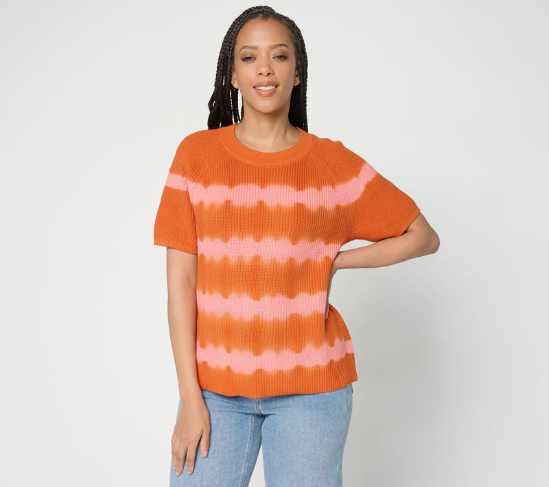 LOGO by Lori Goldstein Dye Effect Short Sleeve Sweater — View 11