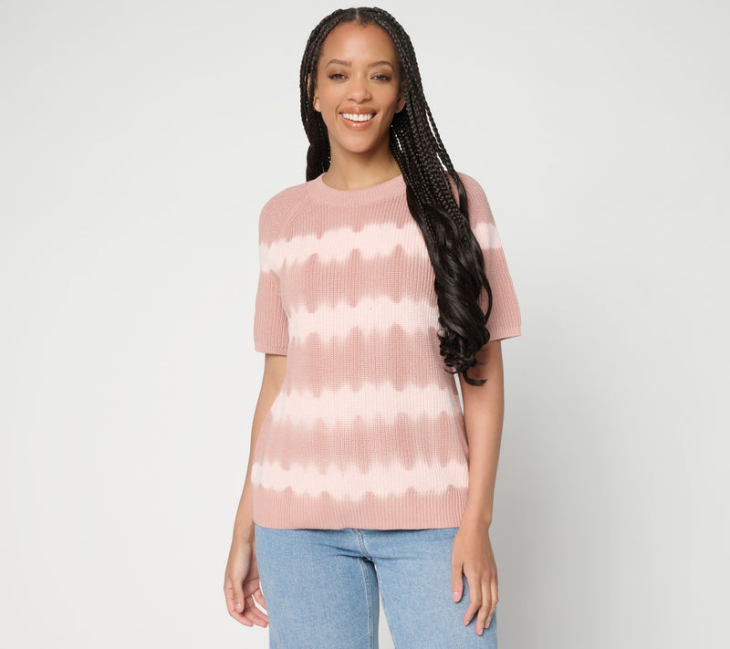 LOGO by Lori Goldstein Dye Effect Short Sleeve Sweater — View 12