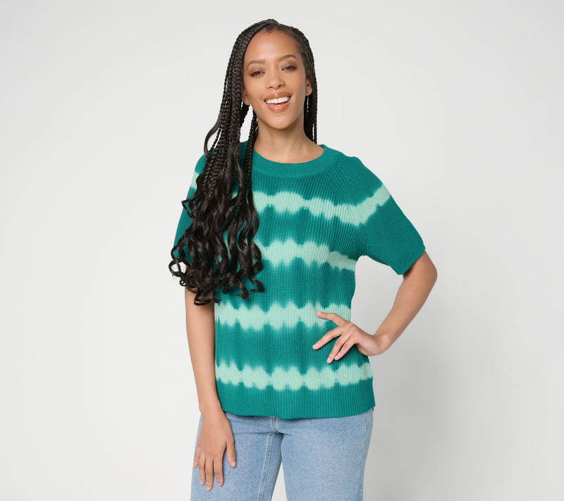 LOGO by Lori Goldstein Dye Effect Short Sleeve Sweater — View 14