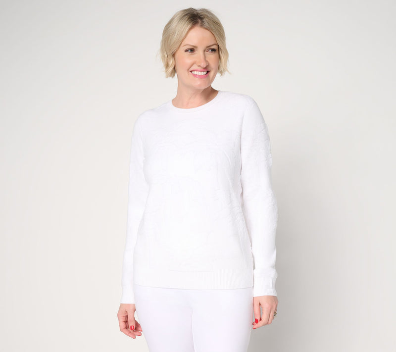 Susan Graver Textured Crew Neck Long Sleeve Sweater — View 11