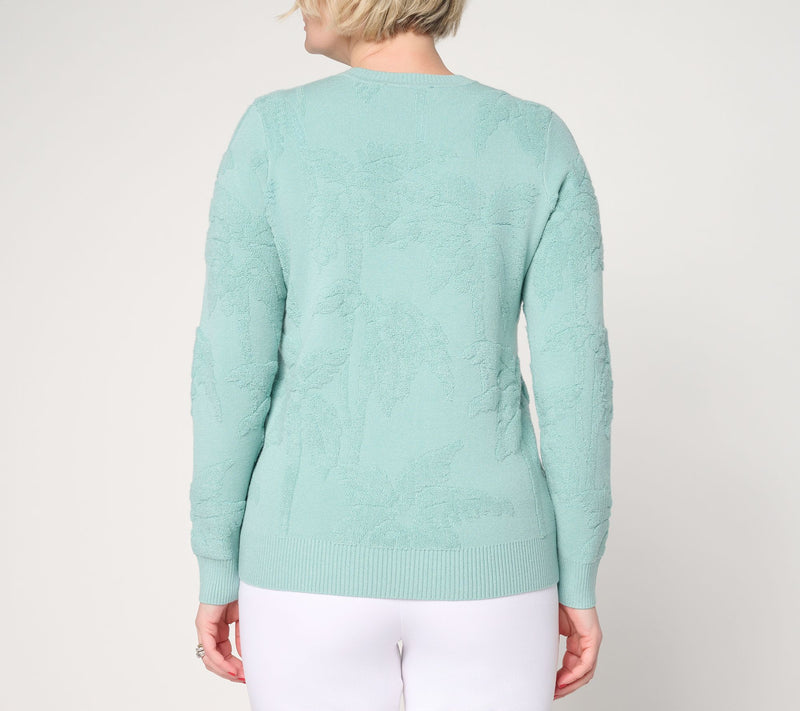 Susan Graver Textured Crew Neck Long Sleeve Sweater — View 4