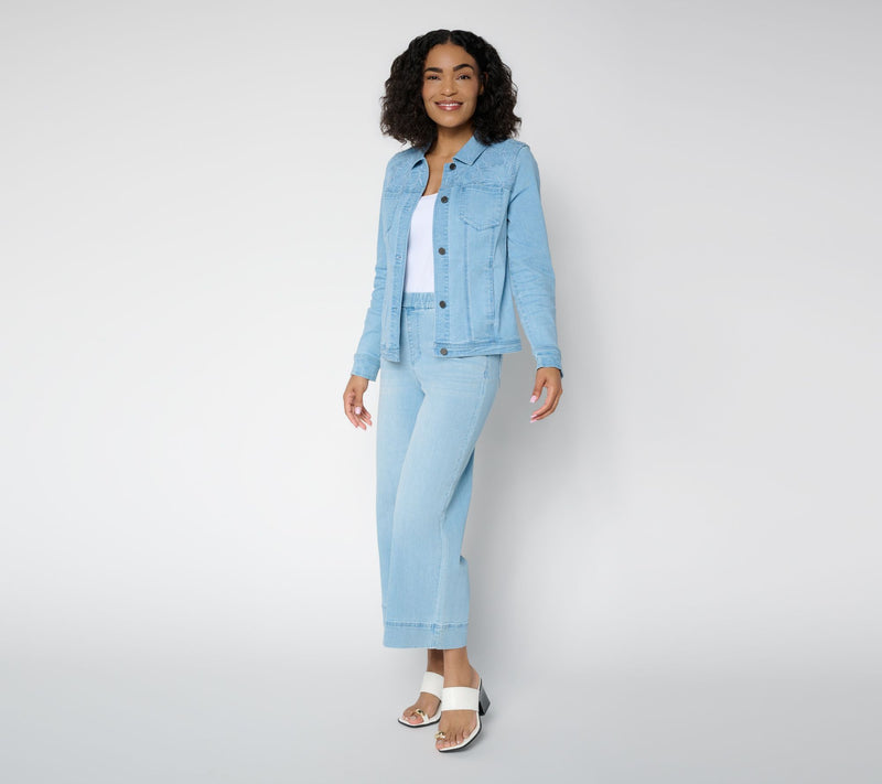 Susan Graver Stretch Denim Jacket with Novelty Embroidery — View 10