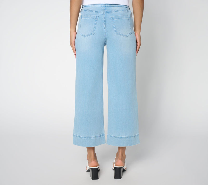 Susan Graver Regular Stretch Denim Wide Leg Crop Jean — View 7