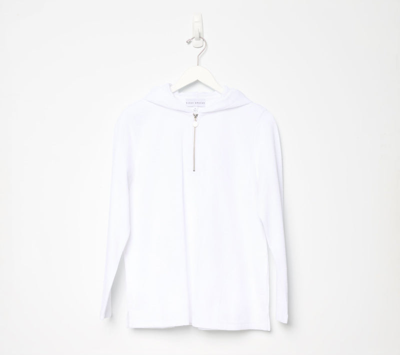 Susan Graver Soleil Slub Knit Quarter Zip Hoodie — View 16