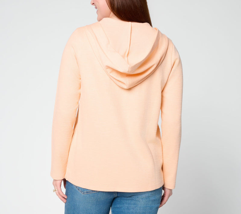 Susan Graver Soleil Slub Knit Quarter Zip Hoodie — View 12