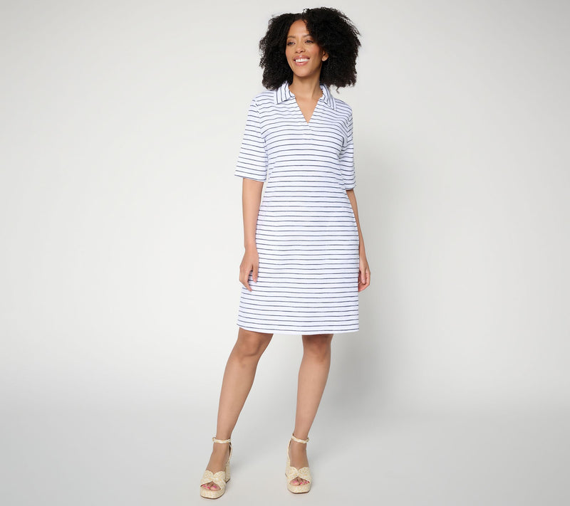 Susan Graver Soleil Regular Slub Rib Knit Collared Dress — Main view
