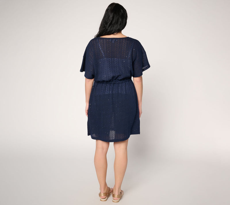 Susan Graver Soleil Regular Open Knit Coverup — View 4
