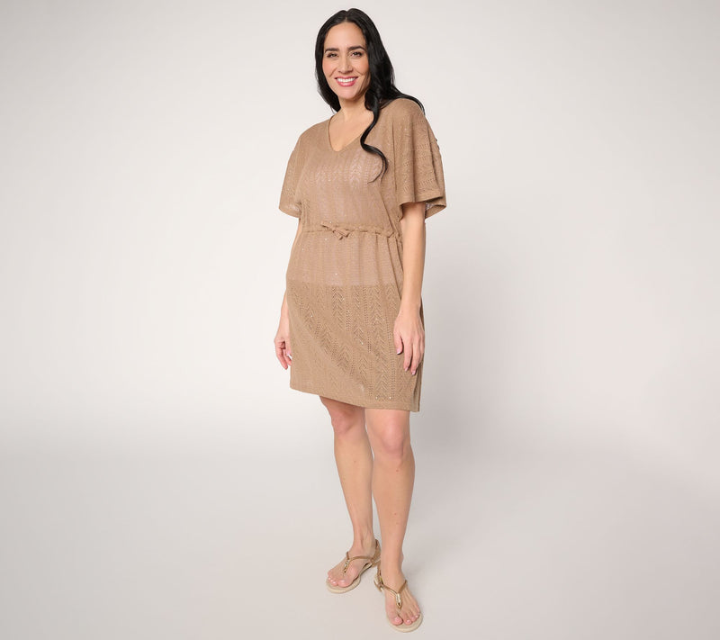 Susan Graver Soleil Petite Open Knit Coverup — View 5