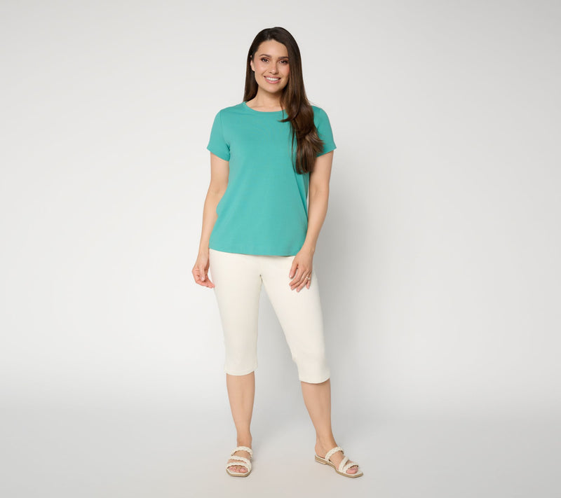 Susan Graver Stretch Denim Regular Pull-On Pedal Pusher — View 13
