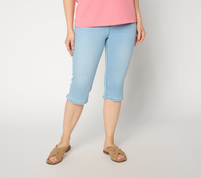 Susan Graver Stretch Denim Petite Pull-On Pedal Pusher — View 5