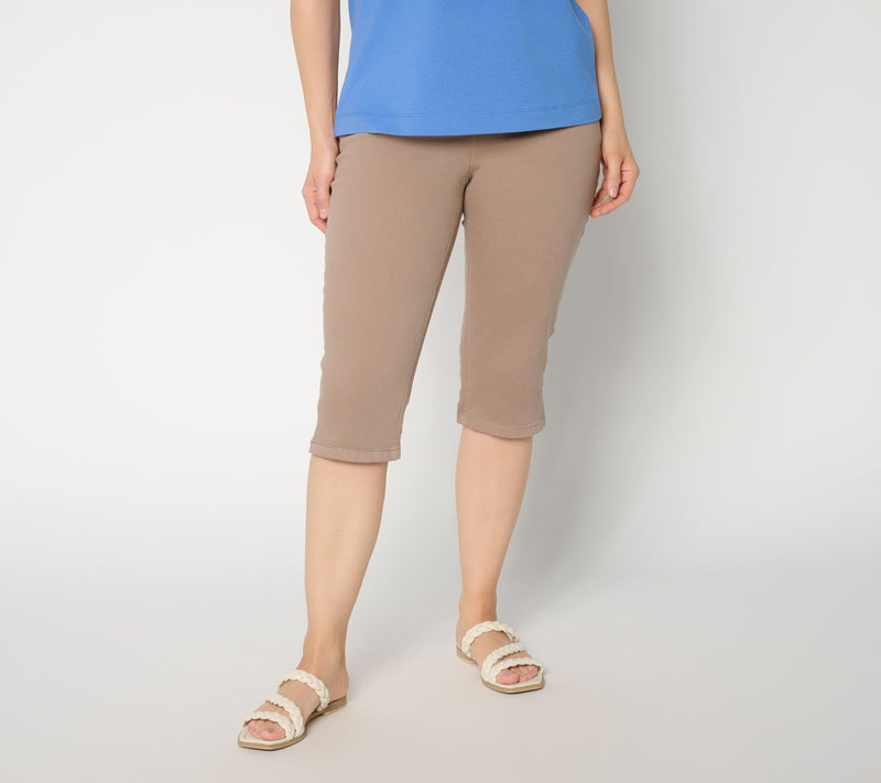 Susan Graver Stretch Denim Petite Pull-On Pedal Pusher — View 3
