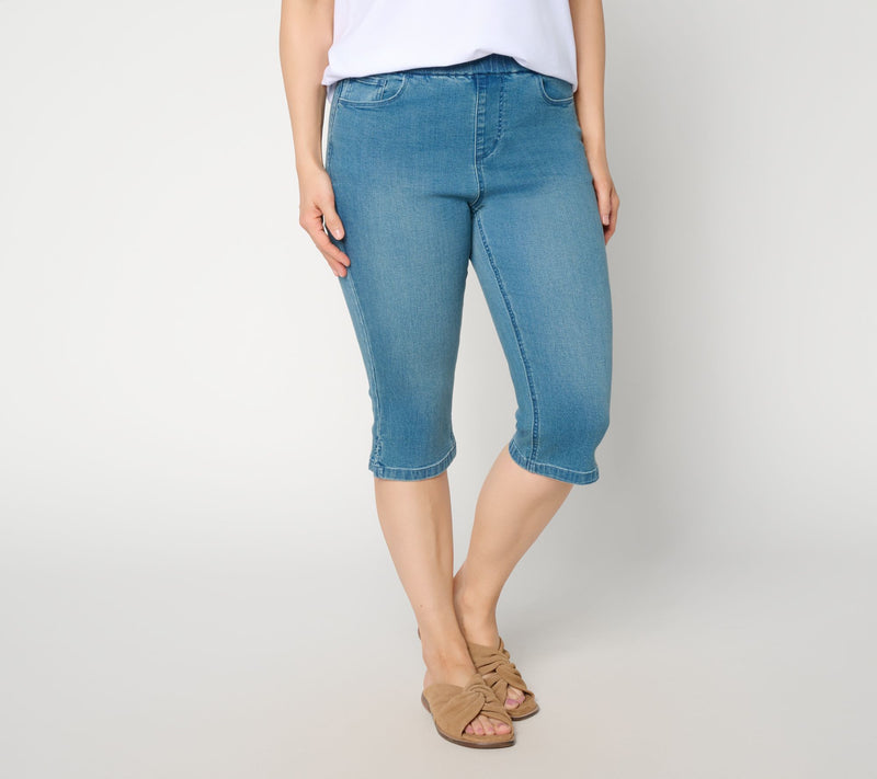 Susan Graver Stretch Denim Petite Pull-On Pedal Pusher — View 9