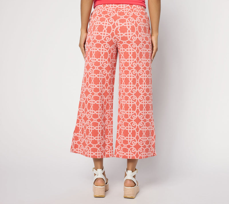 Susan Graver Soleil Petite Printed Slub Knit Pants — View 4
