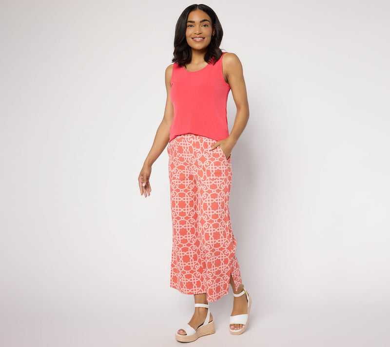 Susan Graver Soleil Petite Printed Slub Knit Pants — View 5