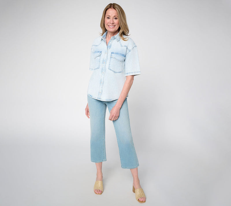 Studio Park x Amy Stran Lightweight Denim Snap Front Shirt — View 5