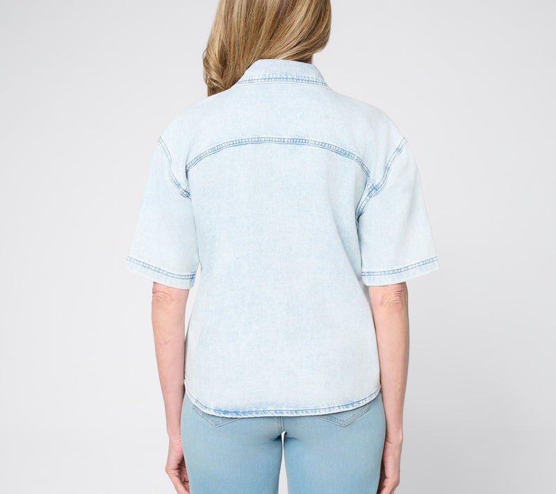 Studio Park x Amy Stran Lightweight Denim Snap Front Shirt — View 4