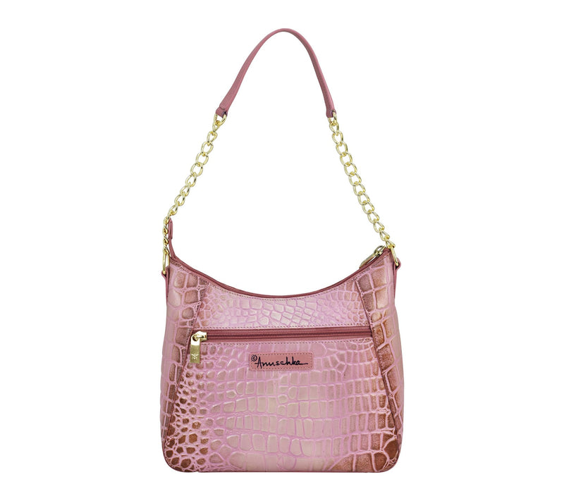 Anuschka Painted Leather Zip-Top ShoulderHobo Bag — View 2