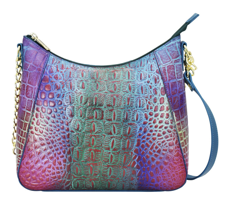 Anuschka Painted Leather Zip-Top ShoulderHobo Bag — View 9