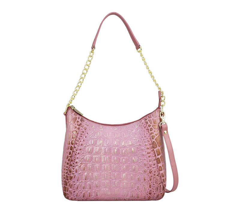 Anuschka Painted Leather Zip-Top ShoulderHobo Bag — View 11