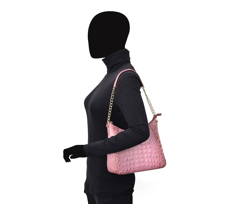 Anuschka Painted Leather Zip-Top ShoulderHobo Bag — View 4