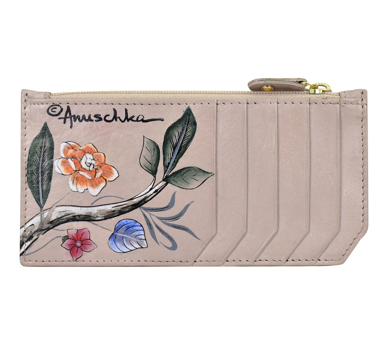 Anushcka Painted Leather RFID Blocking Card Case & Zip Pouch — View 2