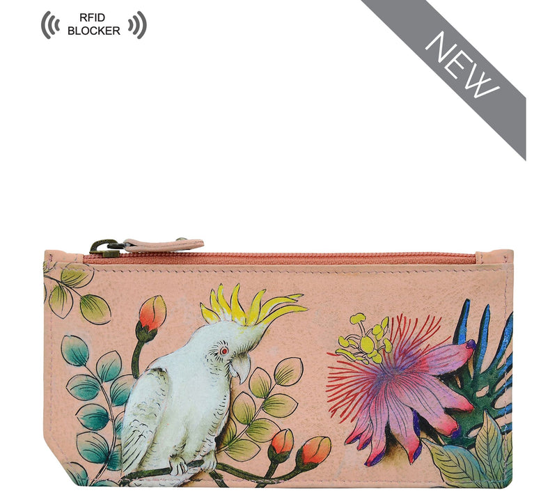Anushcka Painted Leather RFID Blocking Card Case & Zip Pouch — View 9
