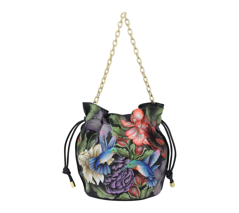 Anuschka Painted Leather Drawstring Bucket Bag — Main view