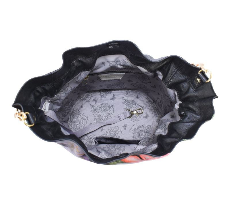Anuschka Painted Leather Drawstring Bucket Bag — View 3