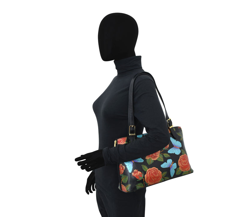 Anuschka Painted Leather Expandable Shopper Tote — View 4