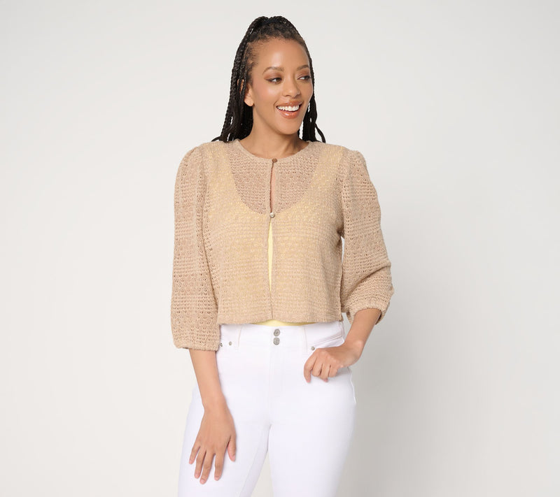 Denim & Co. Beach Fauxchet 3/4-Sleeve Topper — View 12