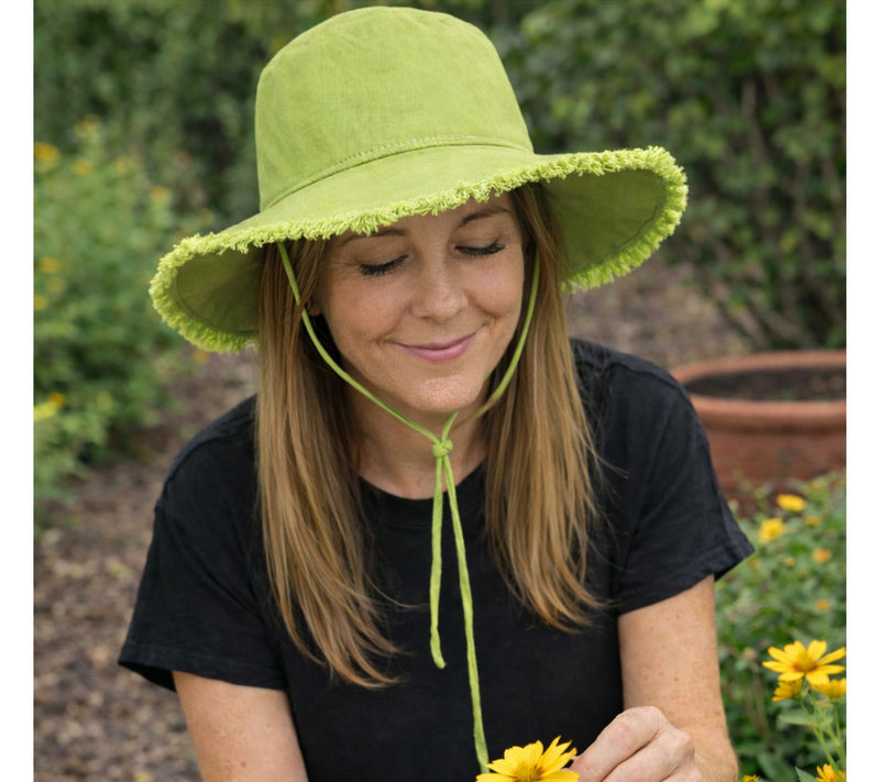 Sprigs Big Brim Fringe Sun Hat with Removable Ties & Ponytail Slit — View 6
