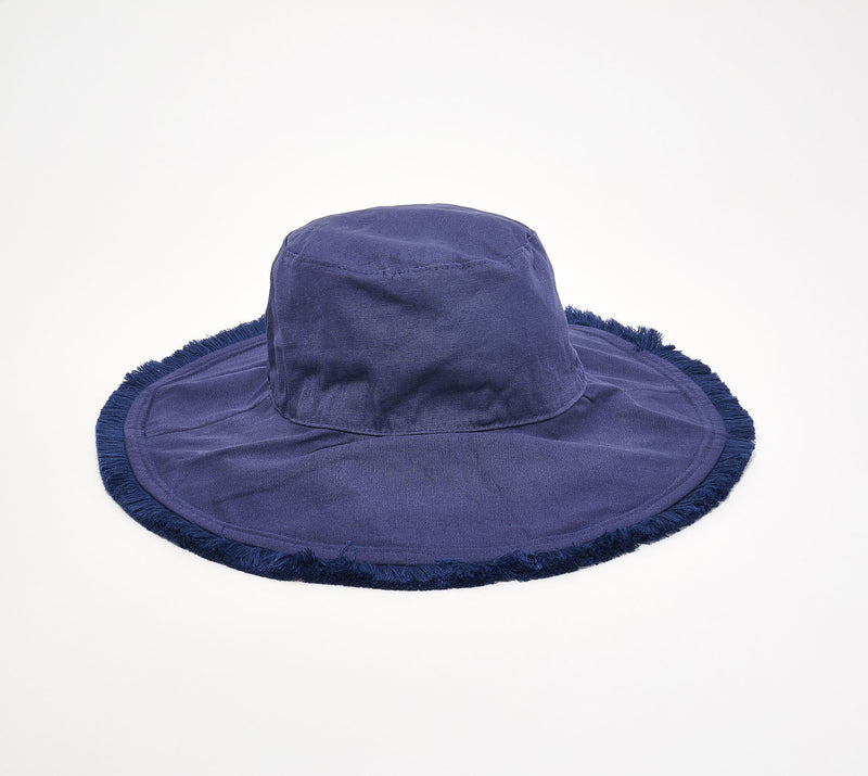 Sprigs Big Brim Fringe Sun Hat with Removable Ties & Ponytail Slit — View 16